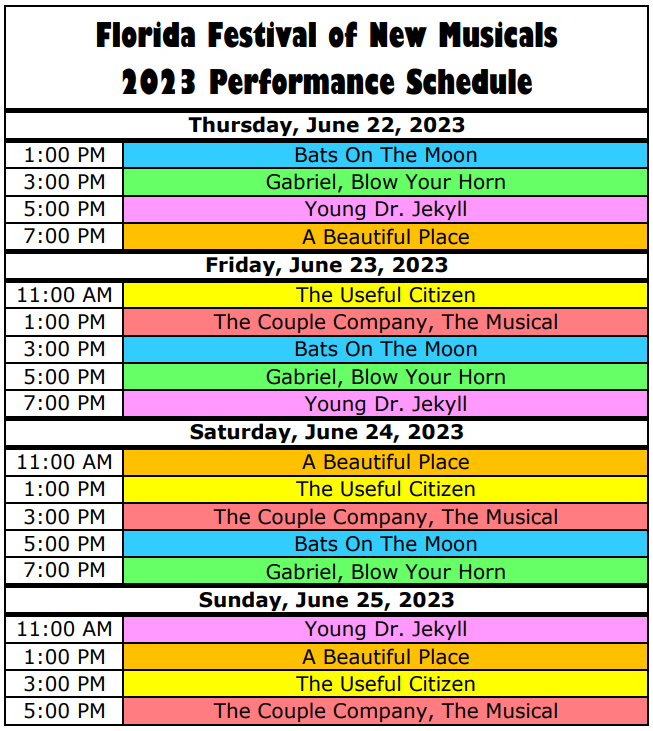 Festival Schedule, call 407-645-0145 for assistance
